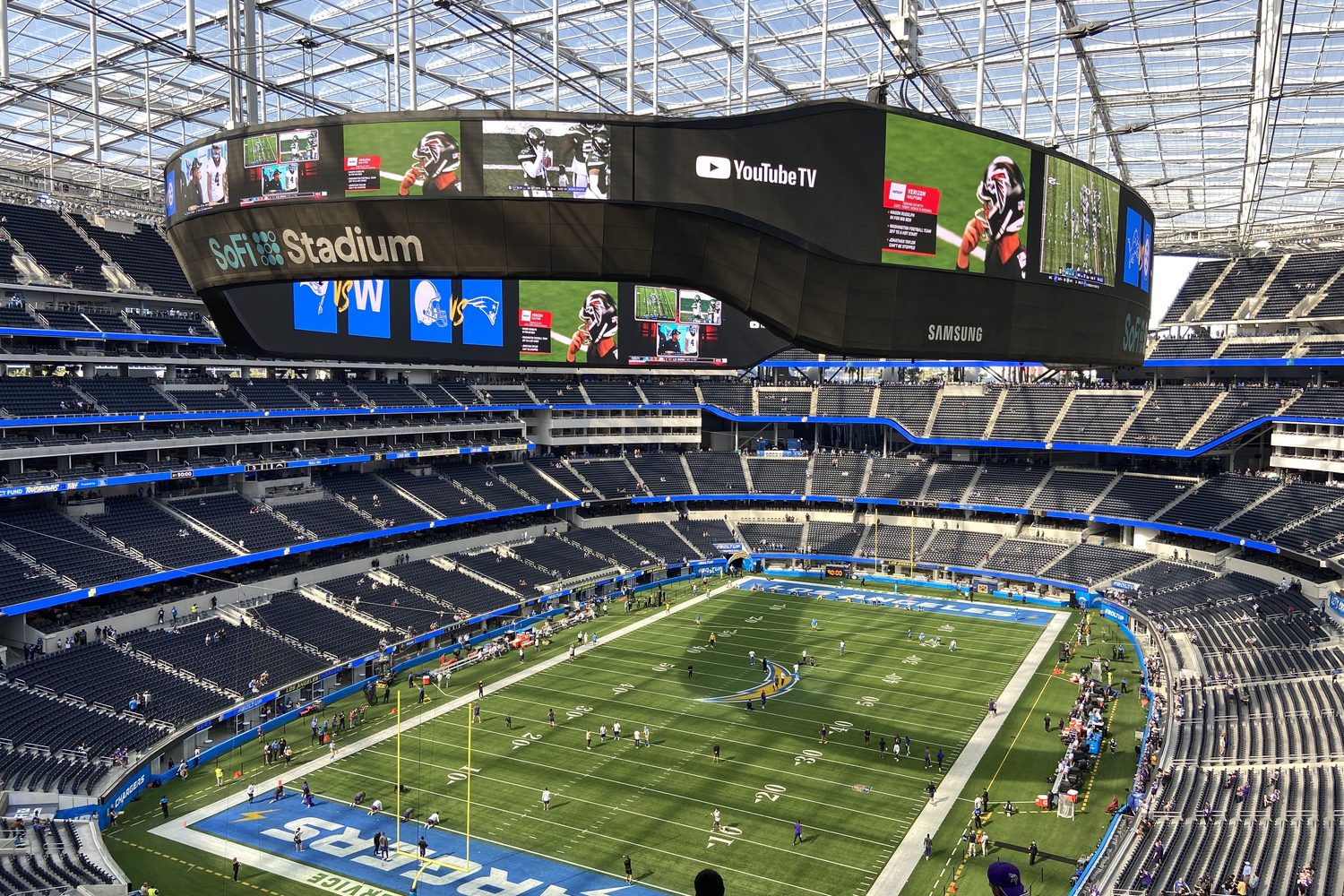 Interior of SoFi Stadium during an NFL game